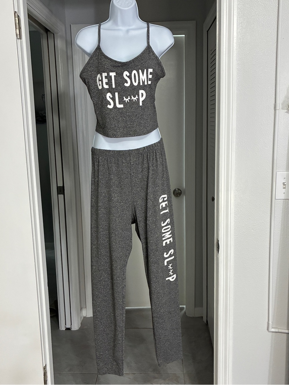 Women’s' Gray 'Get Some Sleep' Pajama Set - Spaghetti Strap Tank & Pants
